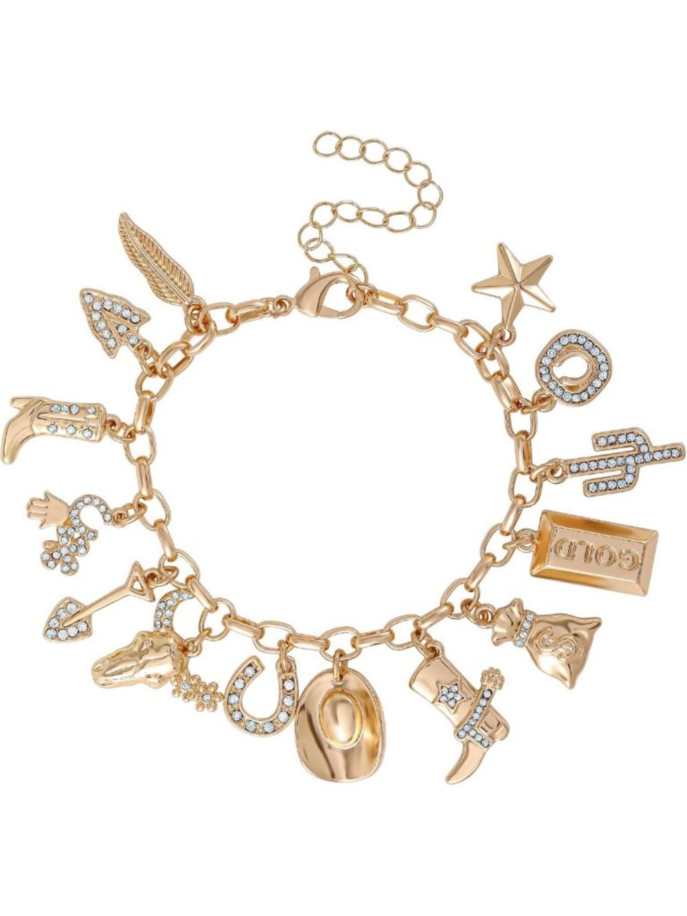 Chic Gold Tone Charm Bracelet for Women | Adjustable 7"+3" | Stylish Accessory